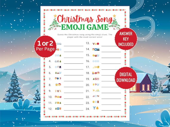 Christmas Songs Emoji Game – Fun Christmas Game, Christmas Party Game, Digital Download, Printable