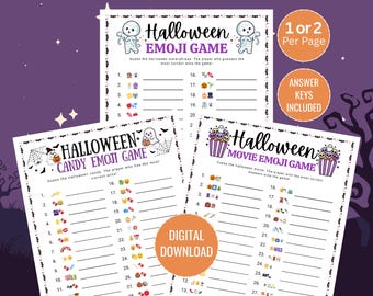 Halloween Emoji Games, Halloween Emoji Game, Halloween Candy Emoji Game, Halloween Movie Emoji Game, Digital Download, Printable