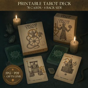 Origami Tarot | 78 Karten Tarot Deck | Druckbare Tarot | Einfacher Download und Druck zu Hause!