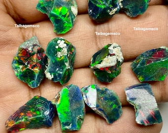5 Pc, Dry Fresh Black Opal Raw, Natural Ethiopian Black Opal Rough, Welo Fire Opal For Jewellery Making or Lapidary Collection Gift Item