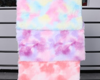 Gradient Tie Dye Fuskkaninpälstyg 2 cm lugg Plyschmaterial för Pälsdräktstillverkning DIY Öron Tassar Svans Cosplay Hantverksmaterial i Fantasyfärger