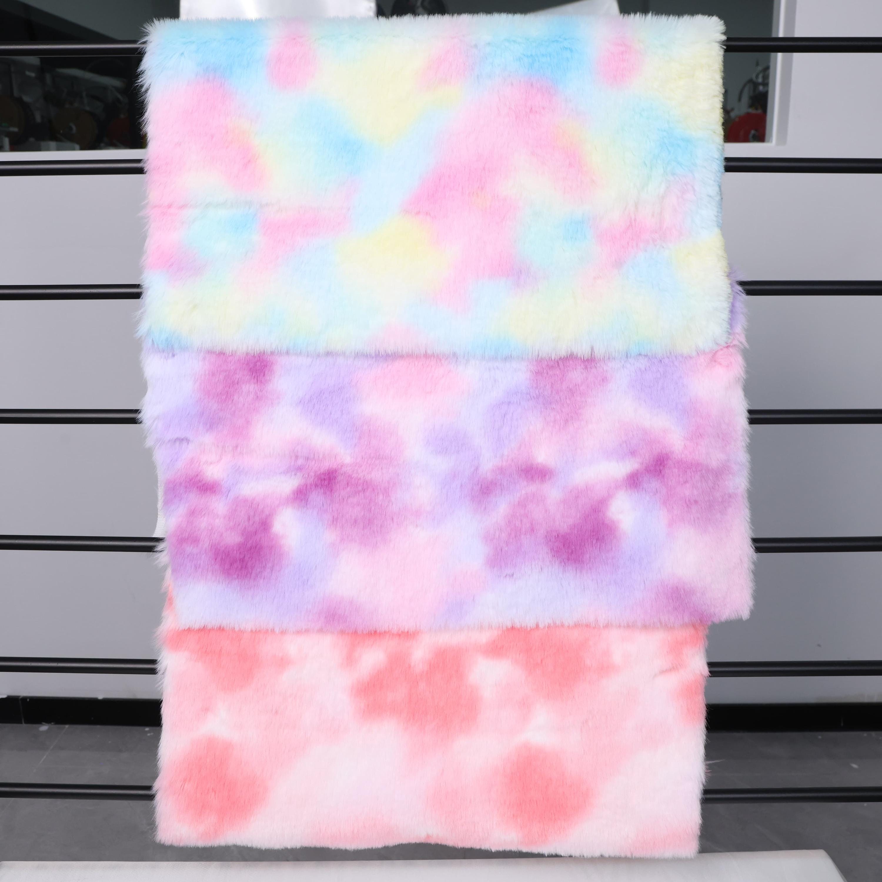 Gradient Tie Dye Faux Rabbit Fur Fabric 2cm Pile Plush Material for ...