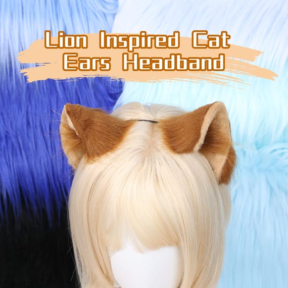 Lion Inspired Cat Ears Headband Handmade Faux Fur Feline  display picture 3