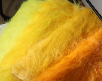 Sunshine Swirl Yellow Faux Fur Fabric 4.7 Inch Long Pile Soft Plush Material Fursuit Cosplay Tail Ear Craft Supply by Half Meter Cut