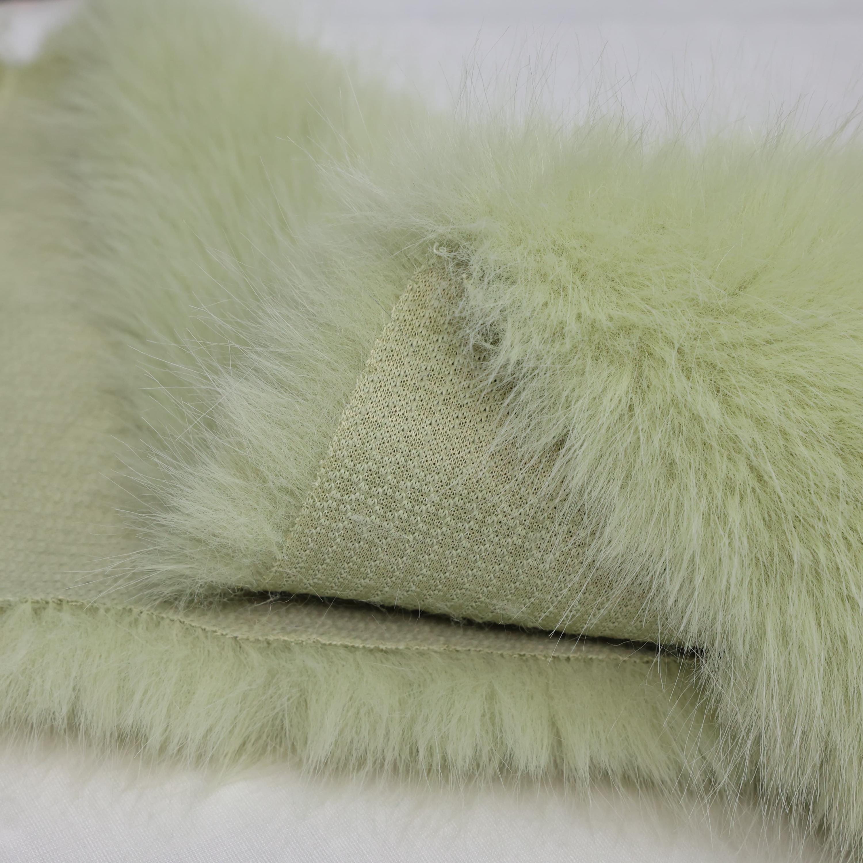 3cm Faux Fox Fur Fabric Green Teal Plush Synthetic Fur for Fursuit