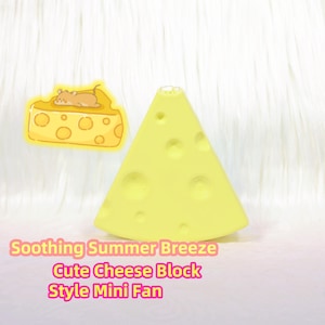 Fursuit Fan Cheesy Breeze Handheld Cheese Wedge Mini Fan 3D Printed Style Custom Color Lightweight Cosplay Furry Kawaii Travel Prop Toy