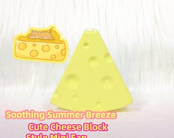 Fursuit Fan Cheesy Breeze Handheld Cheese Wedge Mini Fan 3D Printed Style Custom Color Lightweight Cosplay Furry Kawaii Travel Prop Toy