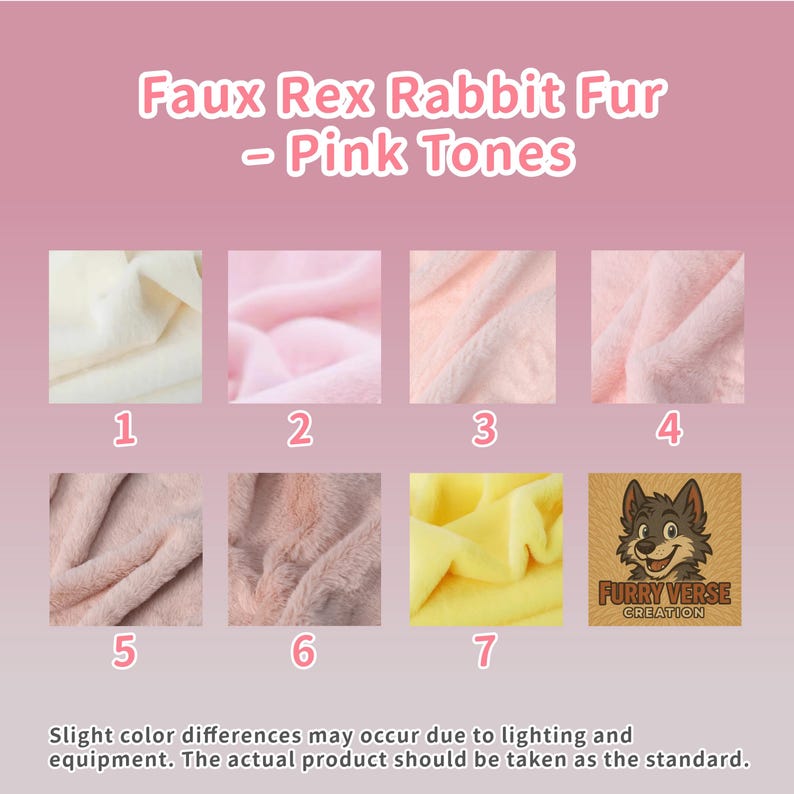 Rex rabbit-inspired faux fur with soft pastel pink tone and short plush pile. Perfect for detail work on plush animals, fursuit faces, or costume hoods. This lightweight fabric is cruelty-free and feels gentle on the skin, making it ideal for small DIY projects or accessories.