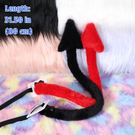 Demon Tail Cosplay Accessory Poseable Wire Plush Belt Tail Furry Halloween Vampire Succubus Gothic Costume Bendable Tail Prop Anime Con Expo