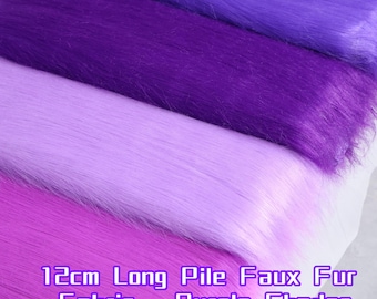 Purple Long Pile Faux Fur Fabric Purple Tones Soft Eco Friendly Material Fursuit Tail Wig Costume Plush Craft Sewing Supply DIY Fur Fabric