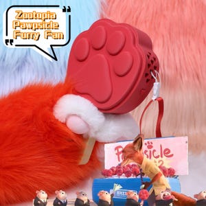 Zootropia Pawpsicle Pälsfläkt Tre hastigheter Bärbar handhållen fläktrem Söt ispopp tassdesign USB-laddningsbar 3D-tryckt pälsdräkt rekvisita bild 1