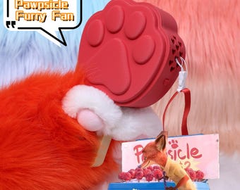Zootopia Pawpsicle Pelzfächer Drei-Geschwindigkeit beweglicher Handfächer Gurt niedlicher Ice Pop Paw Design USB aufladbare 3D gedruckte Fursuit Prop
