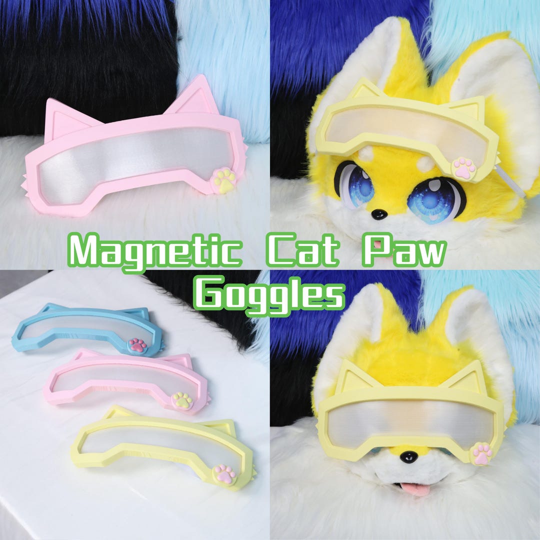 Cat Goggles Models Magnetic Cat Paw Goggles Custom Color 3D Printed Furry Accessories Cute ...