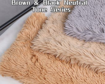 Toscana Faux Fur Fabric Brown Black Neutral Tones Thick 800g Plush Long Pile Material for Fursuit Cosplay DIY Costumes and Craft Projects