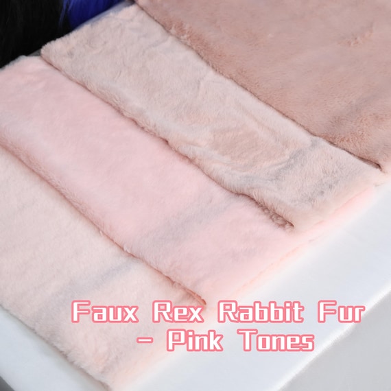 Faux Rex Rabbit Fur Fabric Pink Tones Soft Short Pile Plush Fabric Sewing Costume Fursuit DIY Craft Material Skin Friendly Cozy Textile