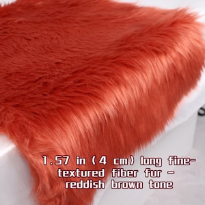 Reddish Brown Faux Fur Fabric 1.57 Inch Long Pile Soft Fiber for Fursuit Plush Toy Cosplay Costume DIY Craft Sewing Material Supply