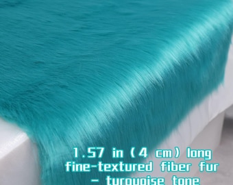 Turquoise Faux Fur Fabric 1.57 Inch Long Pile Soft Fiber for Fursuit Cosplay Plush Toy Costume Design High Quality Craft Material Supply