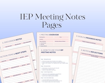 IEP Meeting Notes Seiten - Sonderpädagogik Elternplaner (PDF Download)
