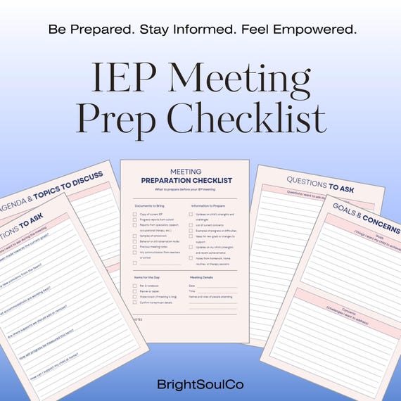 IEP Meeting Prep Checklist for Parents – Special Education Organizer autism (PDF Download)