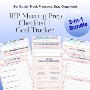 IEP Parent Bundle – Meeting Prep Checklist + Goal Tracker | Special Education Planner | IEP Meeting, Progress Monitoring | SPED Printable