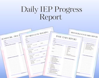 Daily IEP Progress Report | Special Education Data Collection (PDF)