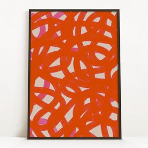 Bold Retro Abstract Art Print | Playful Swirling Pattern Poster | Expressive Brushstroke Wall Art | Vibrant Modern Decor (Digital Download)