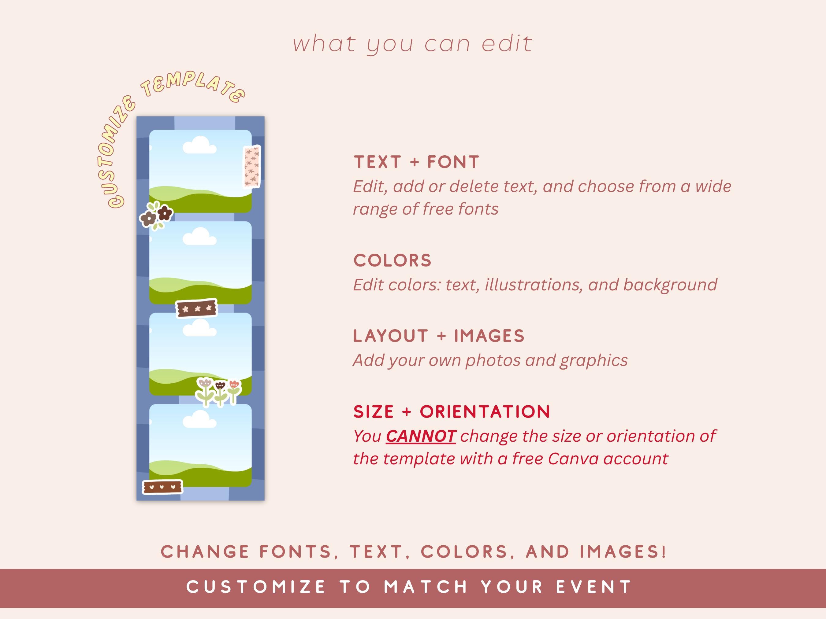 Aesthetic 2x6 Photo Strip Canva Template, Korean Life 4 Cuts Style ...