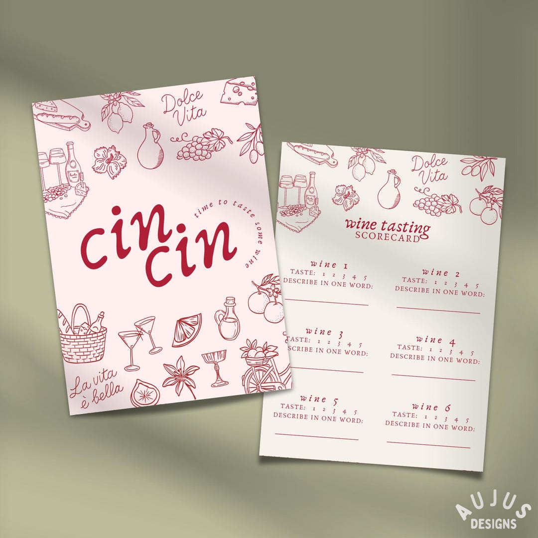 Editable Wine Tasting Scorecard, 4 Color Options, Front and Back Design ...