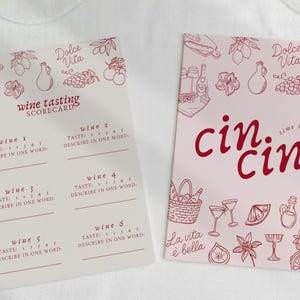 Vinprovningspoängkort och betygslista | Blind vinprovningsfest | Sommelieranteckningar | Minimalistisk redigerbar Canva-mall bild 2
