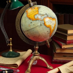 Antique World Globe: Vintage Map Desk Decor