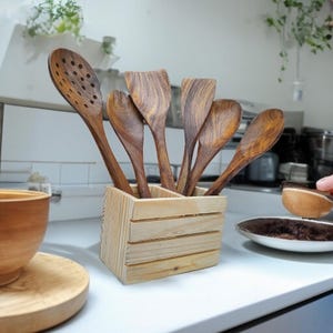 Handcrafted Wooden Cooking Spoons – Natural Kitchen Utensils Set | Eco-Friendly, Non-Toxic, Rustic Wooden Spoon for Cooking & Serving