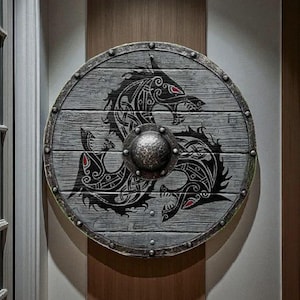 Wooden Medieval Shield – Handcrafted Knight Shield Replica | Historical Viking & Crusader Decor | LARP Cosplay Prop