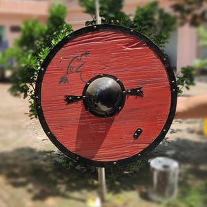 Handmade Wooden Medieval Shield – Historical Knight & Viking Replica | Medieval Wall Display and Collector Prop