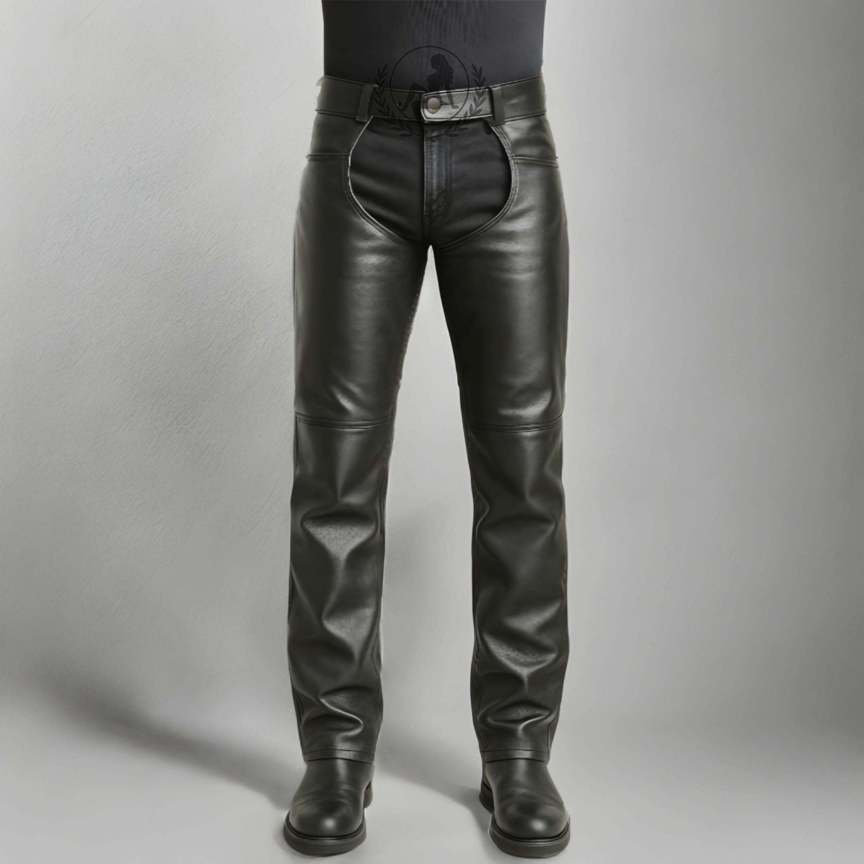 Chaps western en cuir personnalisé pour hommes, femmes, enfants, unisexe, fait à la main, marron (grand