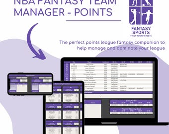 Plantilla de administrador de equipos de baloncesto de puntos de fantasía de la NBA / Hojas de cálculo de Google