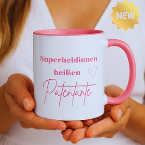 Geschenk Patentante – Geschenkidee Taufe & Geburtstag – Dankeschön Patentante Patenkind – Keramik Tasse rosa Mug Patentante Patenonkel Taufe