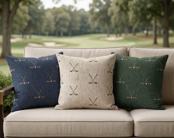 Vintage Golf Decor Pillow – Golf Memorabilia Style, Country Club Pillow, Golf Room Decor, Golf Housewarming Gift, Vintage Golf Clubs Accent