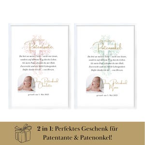 Patenbrief personalisiert – Geschenk Taufe Mädchen & Junge, personalisierte Geschenke Taufe, Taufgeschenk Patentante Patenonkel, Taufspruch