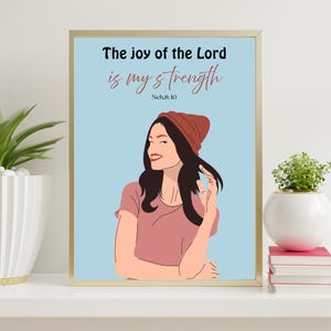The Joy of the Lord Is Your Strength – Nehemiah 8:10 Bible Verse Wall Art – Modern Christian Printable – Faith-Based Digital Download