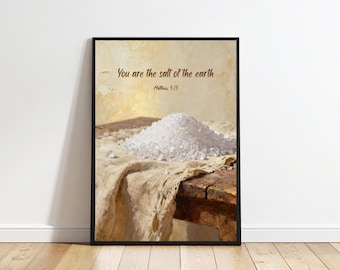 Matthew 5:13 Salt of the Earth Art, Christian Oil Painting Scripture Poster (Digital Download)