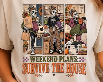 Funny Weekend Plans Mom PNG, Sarcastic Halloween PNG, Distressed Halloween PNG, Retro Spooky Season Png, Skeleton Mom Dark Humor Png