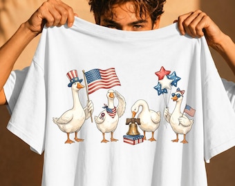 American Patrotic Goose PNG, Independance Day Graphics Png, Patriotic USA Flag Sunglasses (Digital Download)