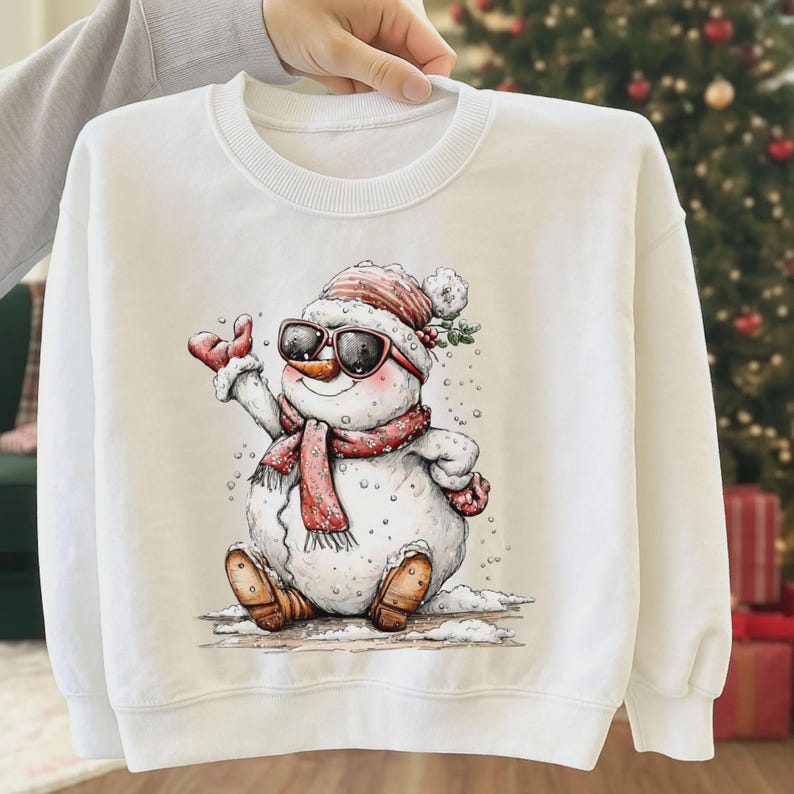 Nyckfull akvarell snögubbe clipart-paket | Jul PNG-grafik (digital nedladdning) bild 2