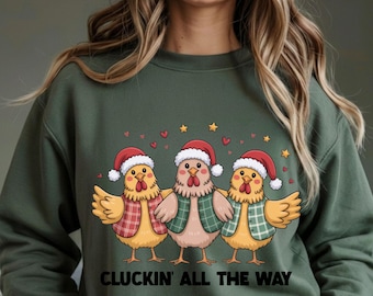 Cute Christmas Chicken PNG, Santa Hat Farm Chickens, Festive Holiday Poultry Clipart, Farmhouse Christmas Digital Download