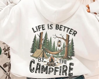 Life Is Better by the Campfire PNG Design for tshirt – Vintage Camping Lake Sunset  Forest Shirt Design Digital Download