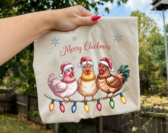 Christmas Chicken PNG | Farmhouse Lights Clipart (Instant Download)