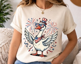 American Patrotic Goose PNG, Independance Day Graphics Png, Patriotic USA Flag Sunglasses (Digital Download)