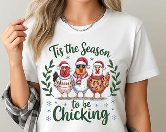 Christmas Chicken PNG | Tis the season to be chicking Clipart | Merry Cluckmas Instant Download