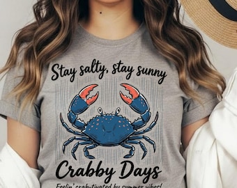 Crabby Days PNG, stay salty png, Funny Crab Summer Design, Coastal Beach Vibes (Digital Download)