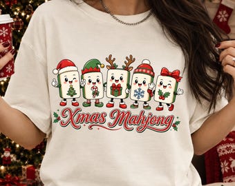 Xmas Mahjong png, Christmas png, Holiday game png, Mahjong Sublimation Designs Mahj & Bright PNG, Mahjong Christmas Shirt Design